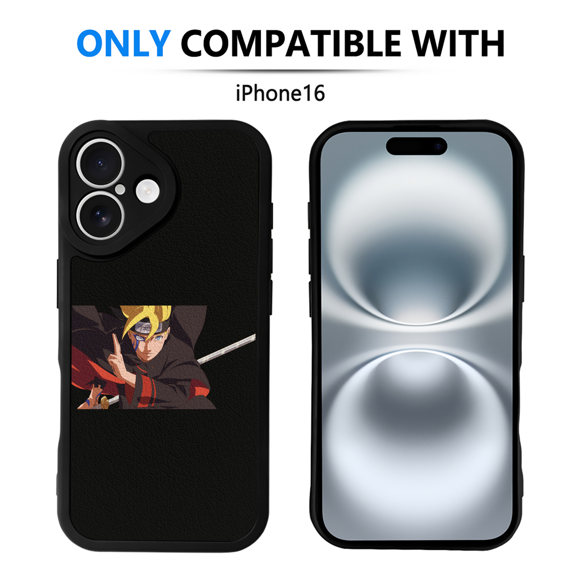 （画像用） NARUTO -ナルト- うずまき ボルト Uzumaki Boruto 【iPhone 16シリーズ対応】シリコンスマホケース（レザー調） 材質：シリコン